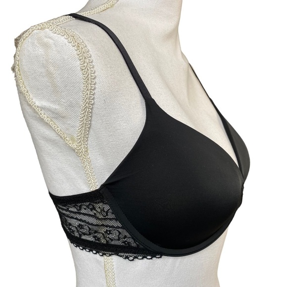 Gap Body Bra Size 34C Favorite TShirt Black Lace Full Coverage Smooth Racerback - Picture 2 of 9